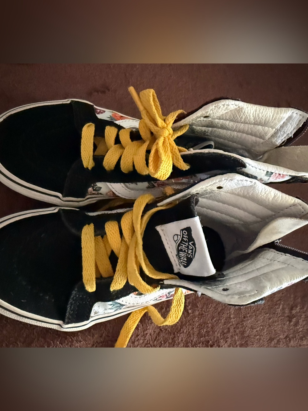 Vans Kids High-Top Sneakers with Yellow Laces